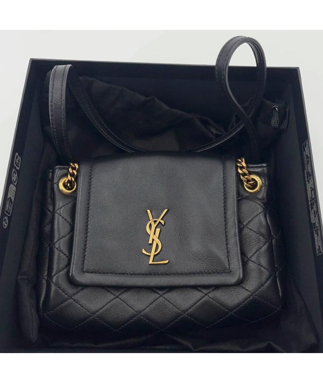 SAINT LAURENT Черная кожаная сумка через плечо, фото 3