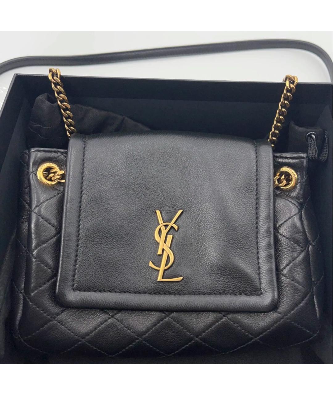 SAINT LAURENT Черная кожаная сумка через плечо, фото 2