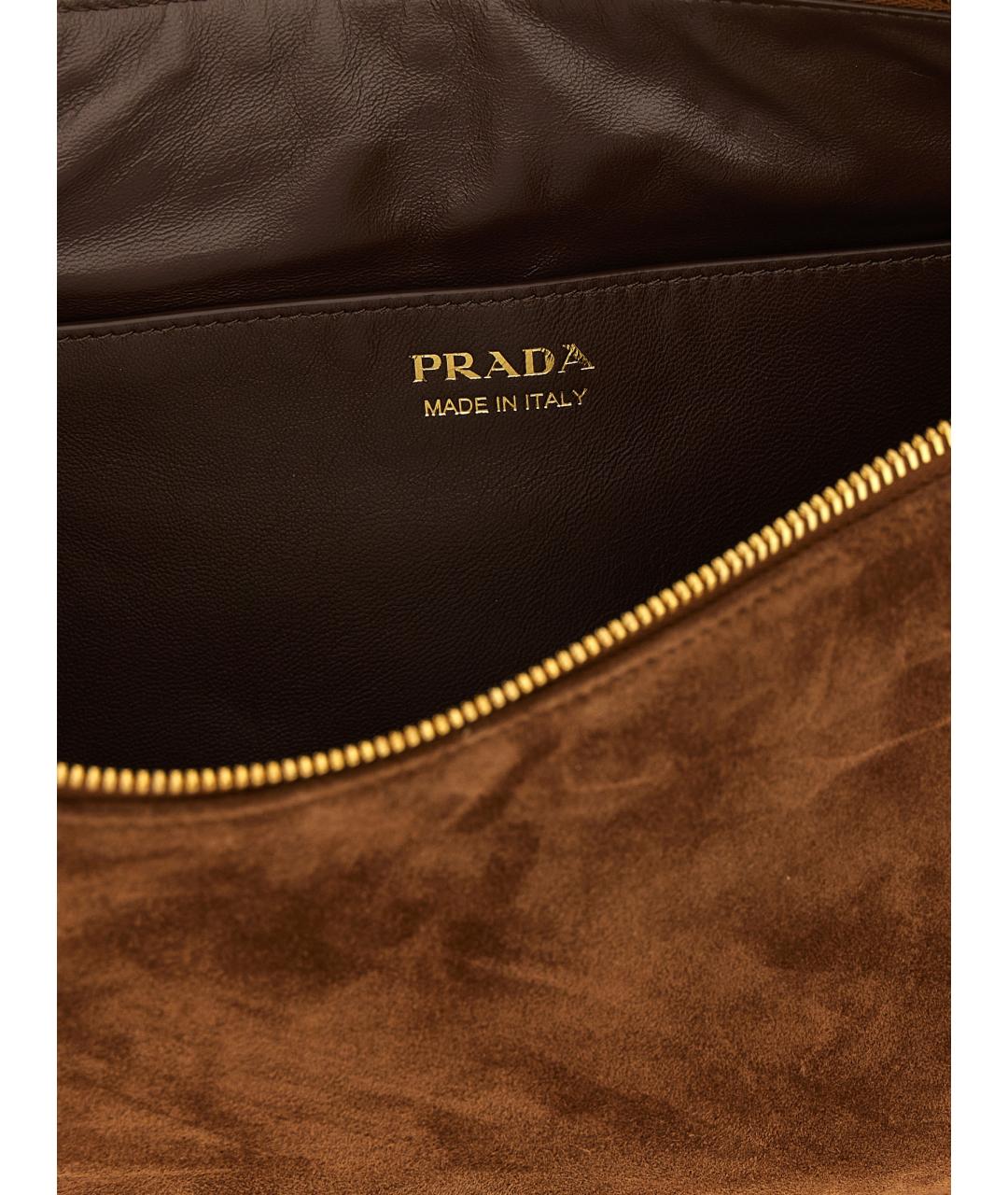 PRADA Коричневая замшевая сумка через плечо, фото 4