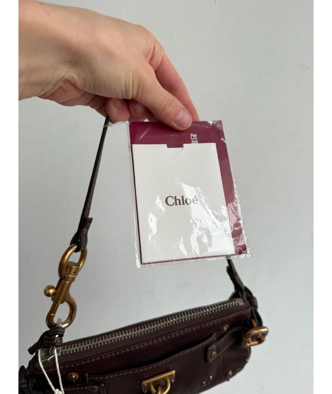 CHLOE Коричневая кожаная сумка с короткими ручками, фото 5