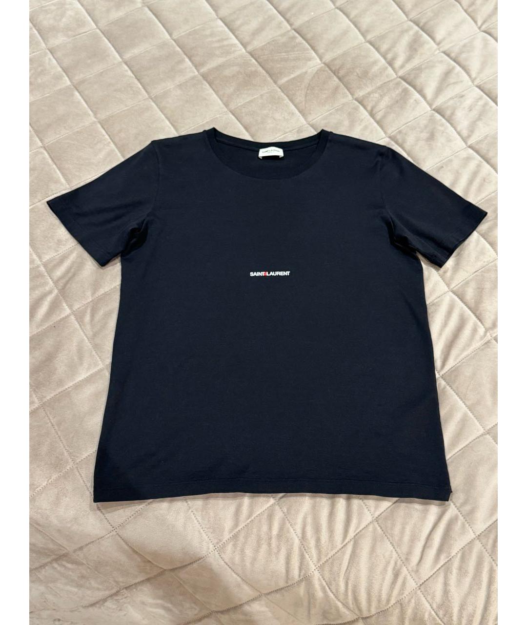 SAINT LAURENT Черная хлопковая футболка, фото 2