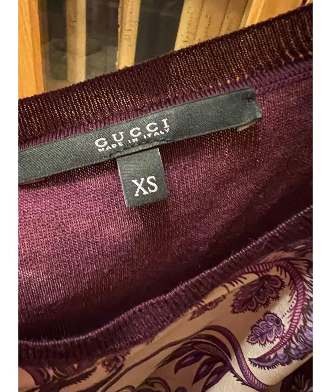 GUCCI Фиолетовый шелковый джемпер / свитер, фото 6
