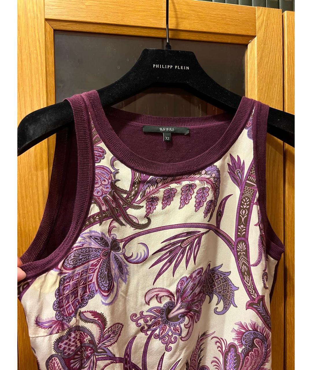 GUCCI Фиолетовый шелковый джемпер / свитер, фото 3