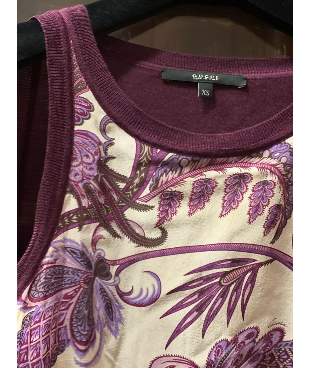 GUCCI Фиолетовый шелковый джемпер / свитер, фото 4