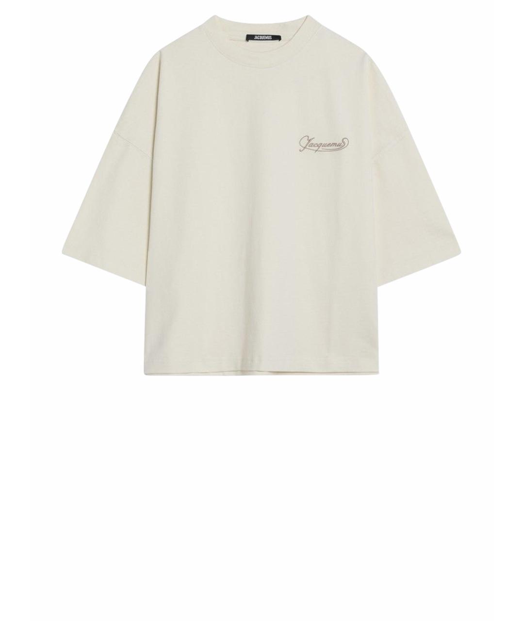JACQUEMUS Бежевая хлопковая футболка, фото 1