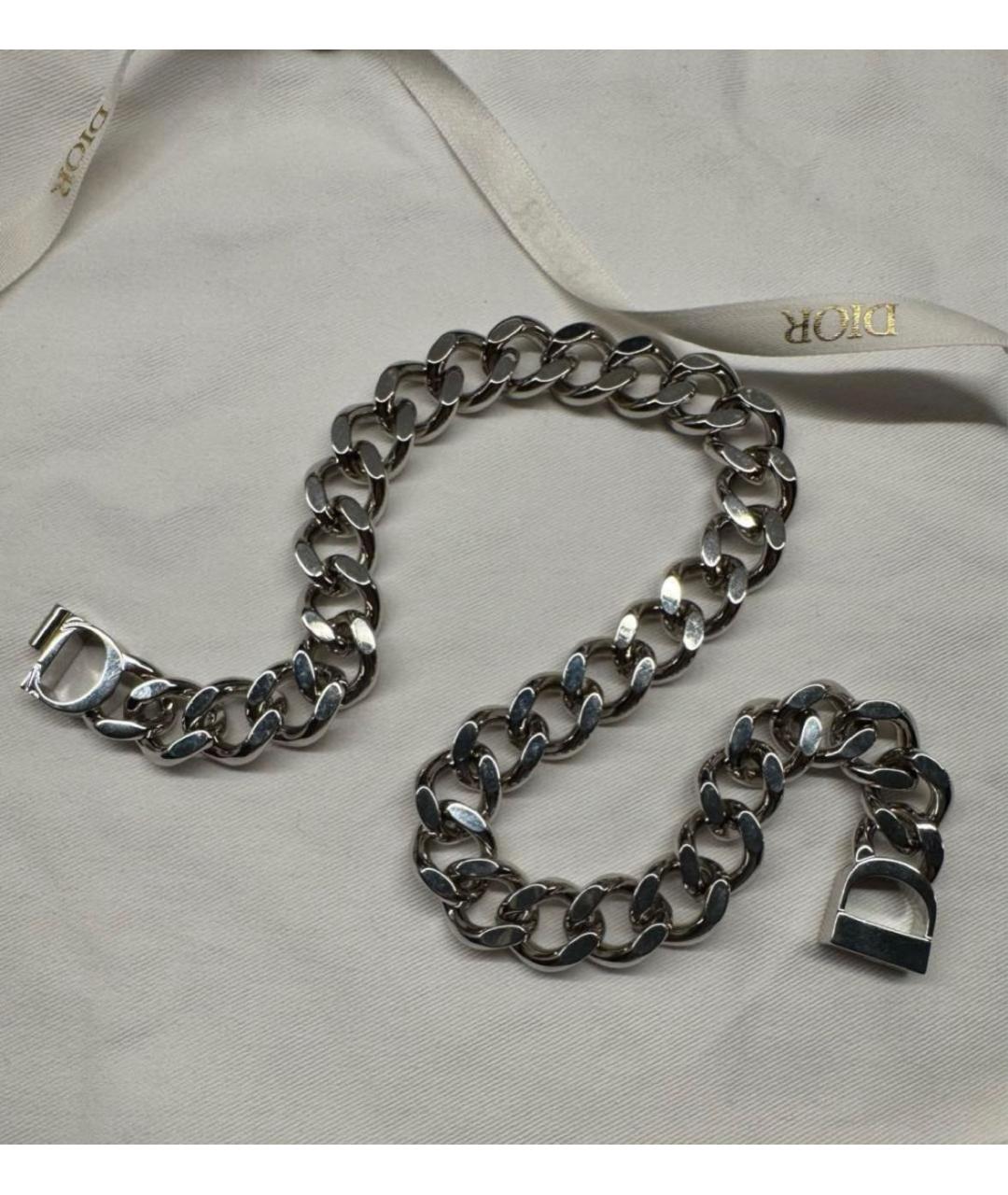 CHRISTIAN DIOR Серебряное металлическое колье, фото 4