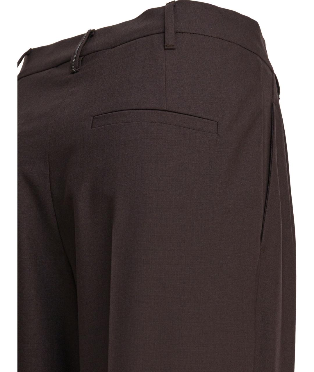 BRUNELLO CUCINELLI Коричневые шерстяные прямые брюки, фото 4