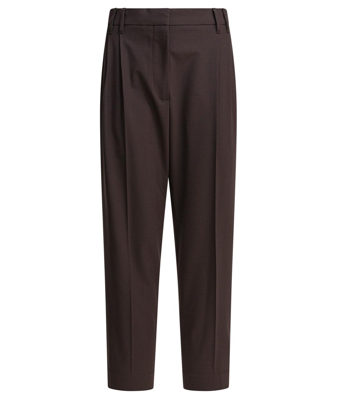 BRUNELLO CUCINELLI Коричневые шерстяные прямые брюки, фото 1