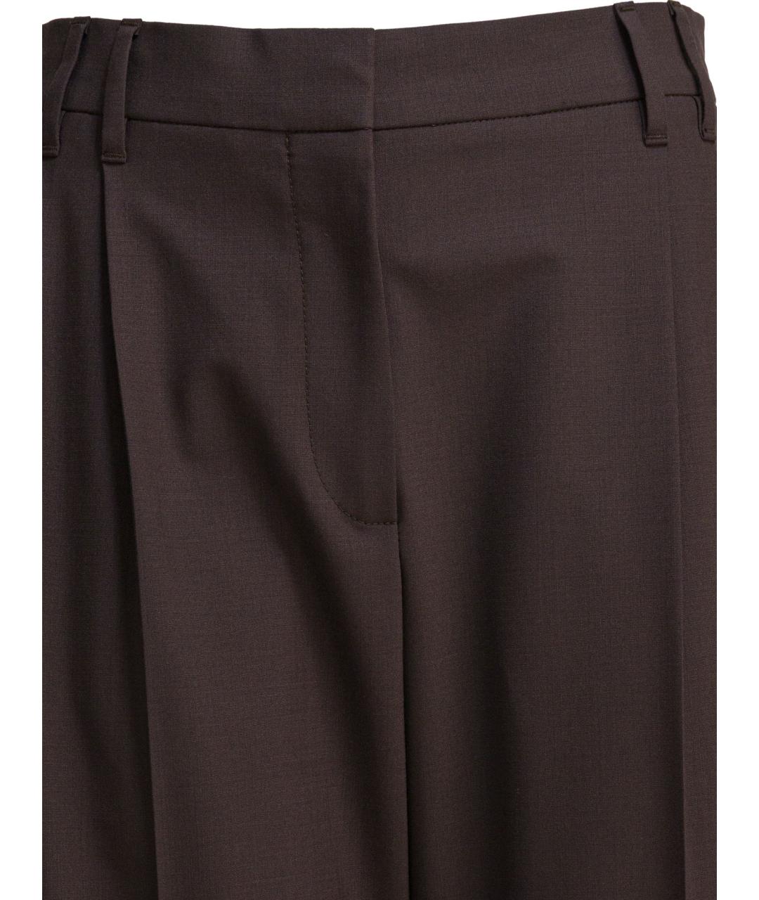 BRUNELLO CUCINELLI Коричневые шерстяные прямые брюки, фото 3