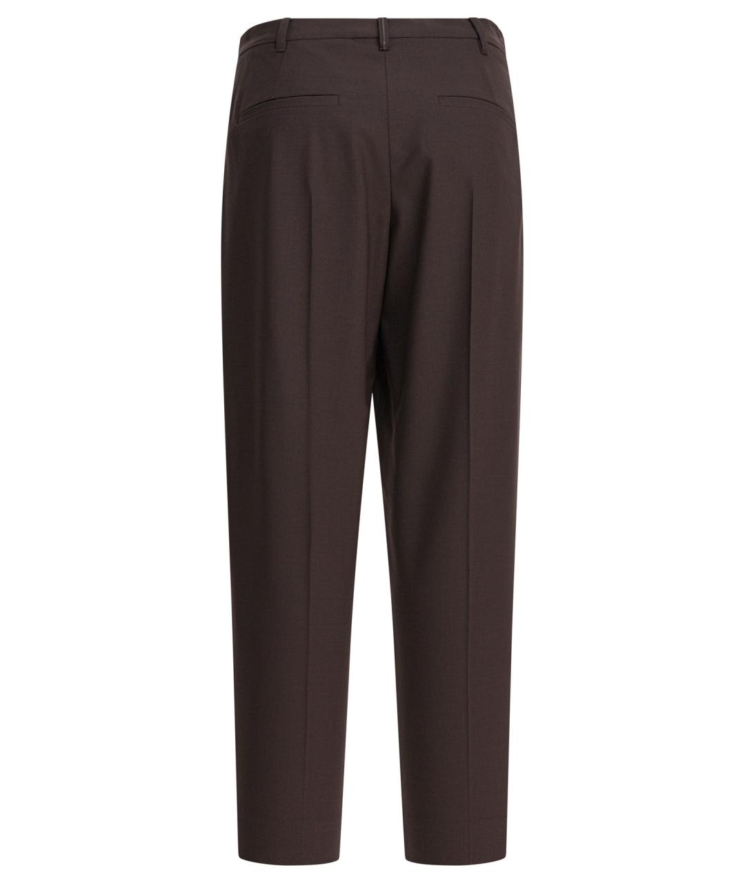 BRUNELLO CUCINELLI Коричневые шерстяные прямые брюки, фото 2