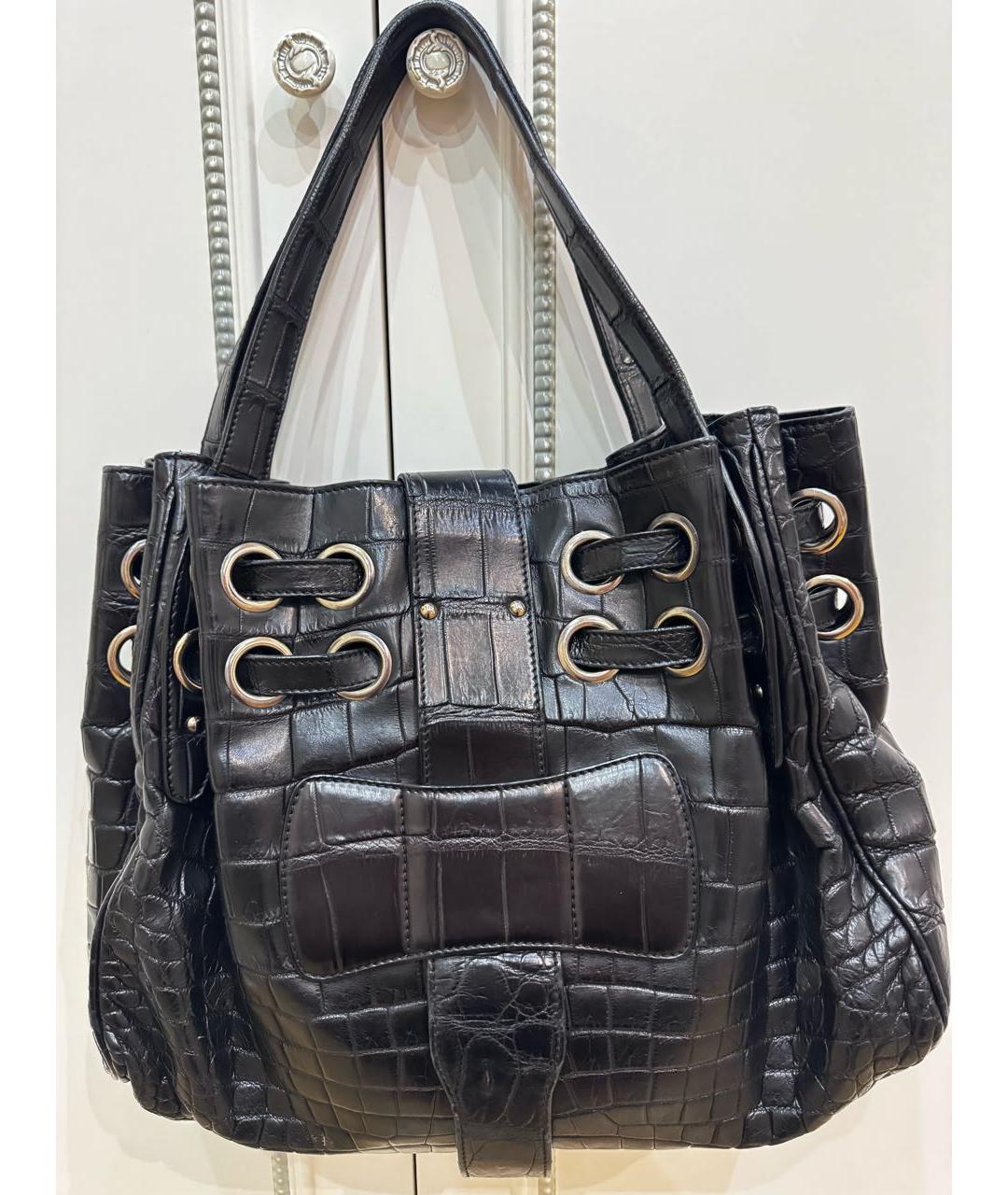 JIMMY CHOO Черная сумка тоут из экзотической кожи, фото 2