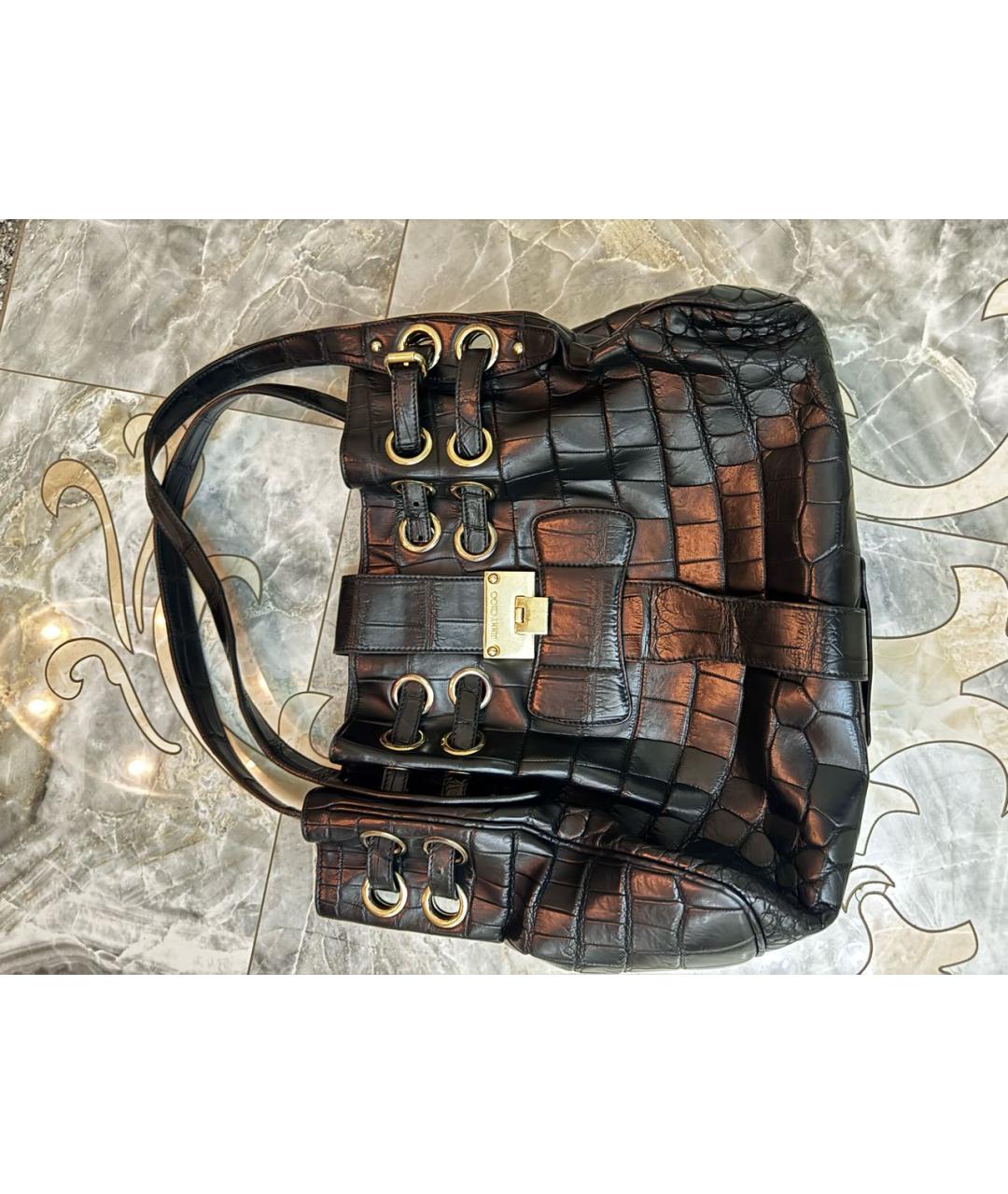 JIMMY CHOO Черная сумка тоут из экзотической кожи, фото 7