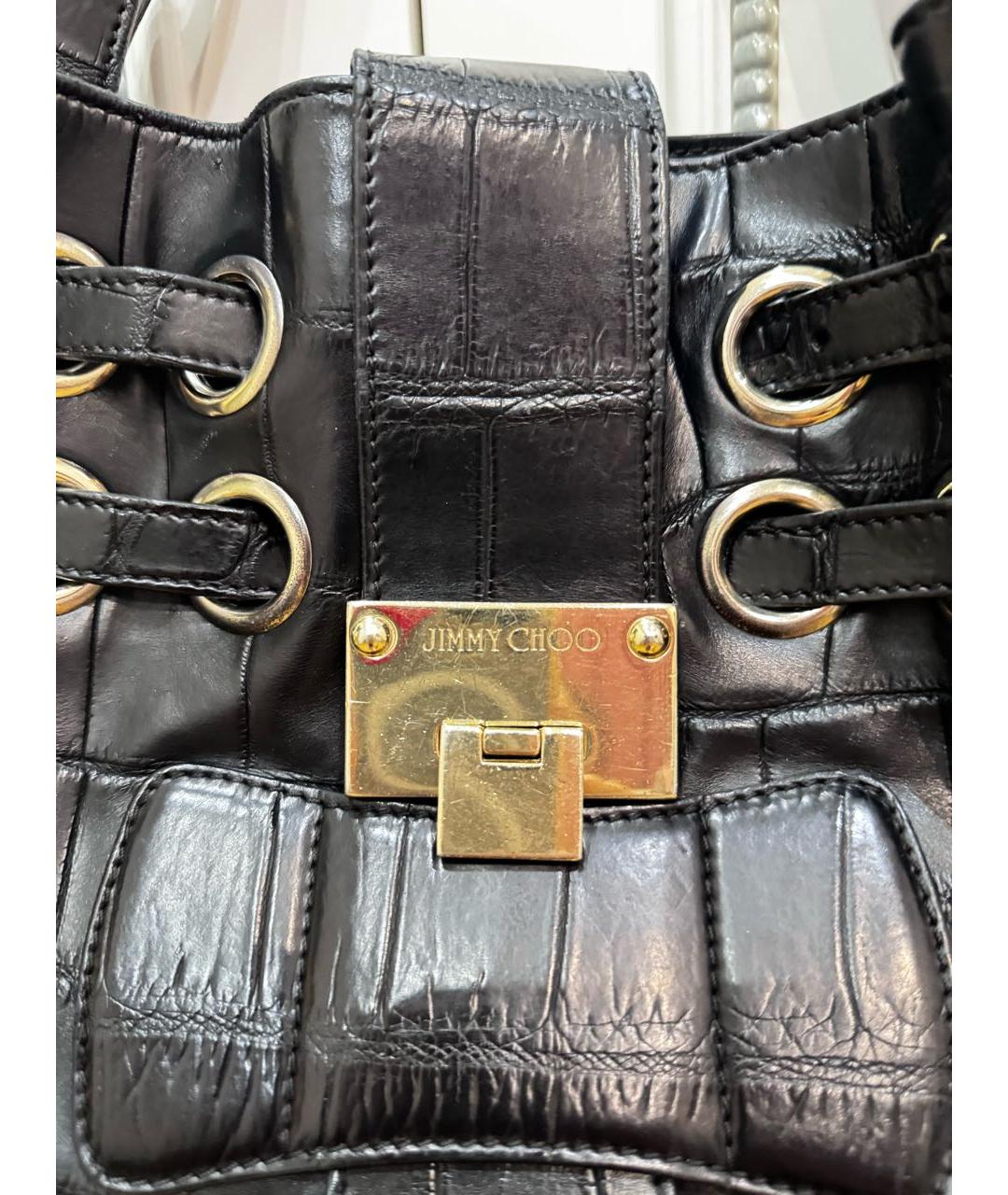 JIMMY CHOO Черная сумка тоут из экзотической кожи, фото 3