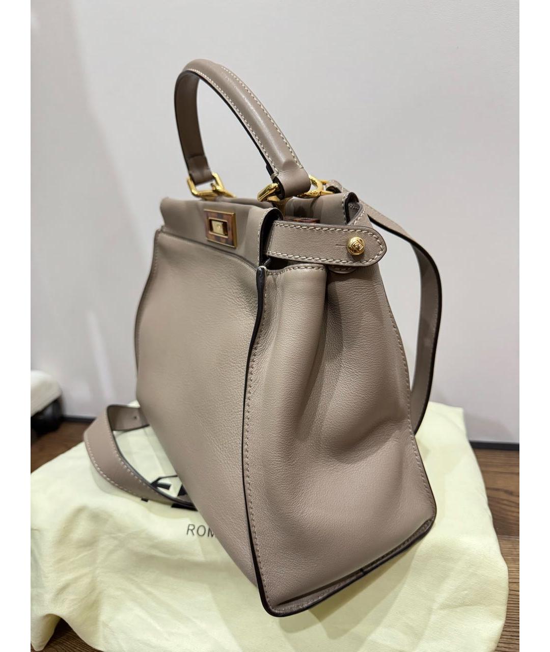 FENDI Антрацитовая кожаная сумка тоут, фото 2
