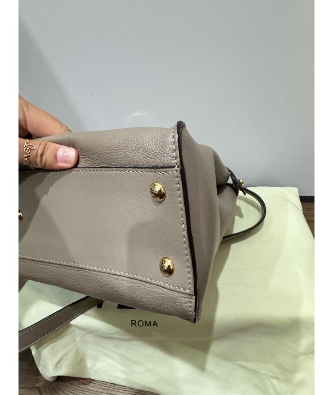 FENDI Антрацитовая кожаная сумка тоут, фото 5