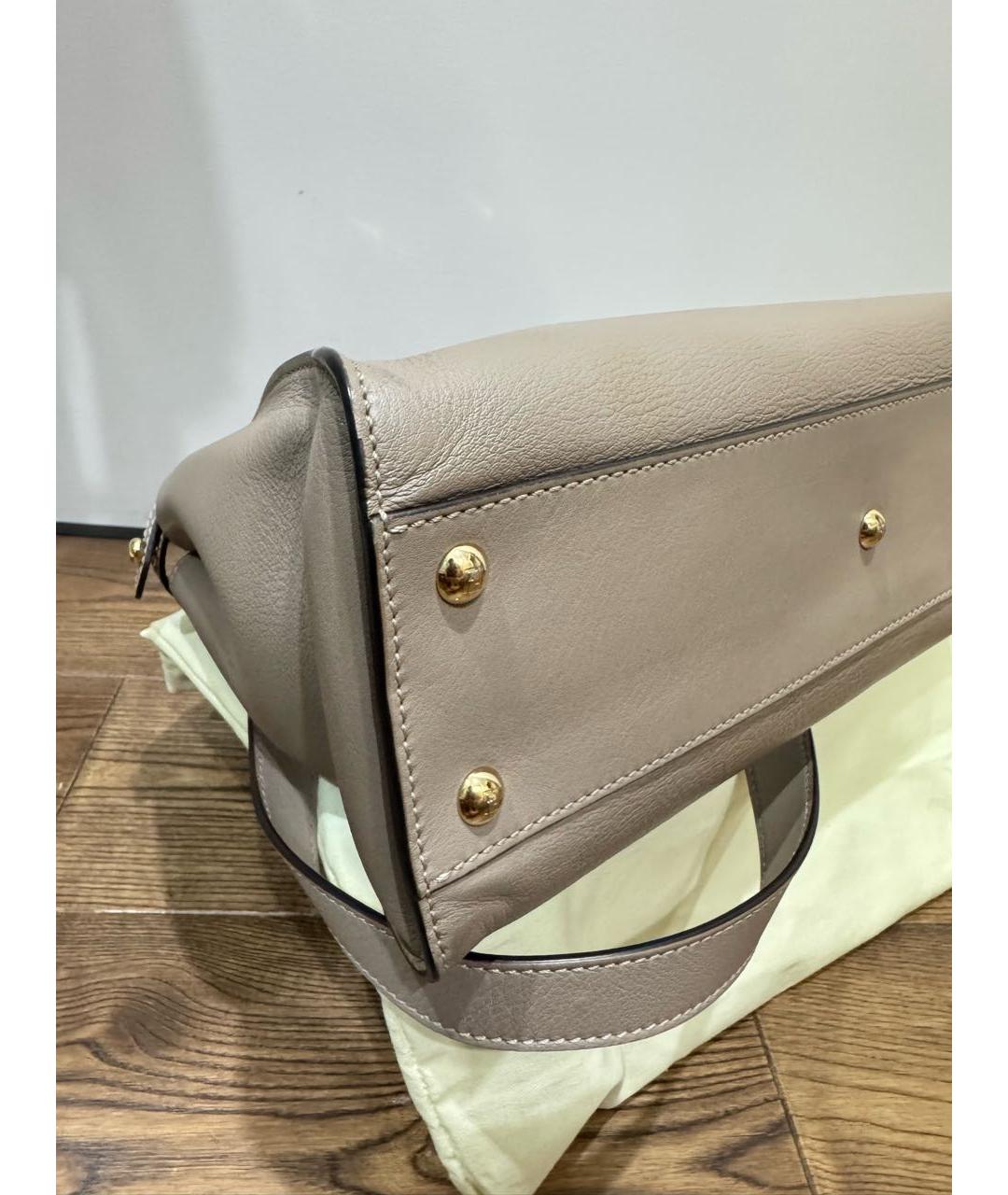 FENDI Антрацитовая кожаная сумка тоут, фото 6