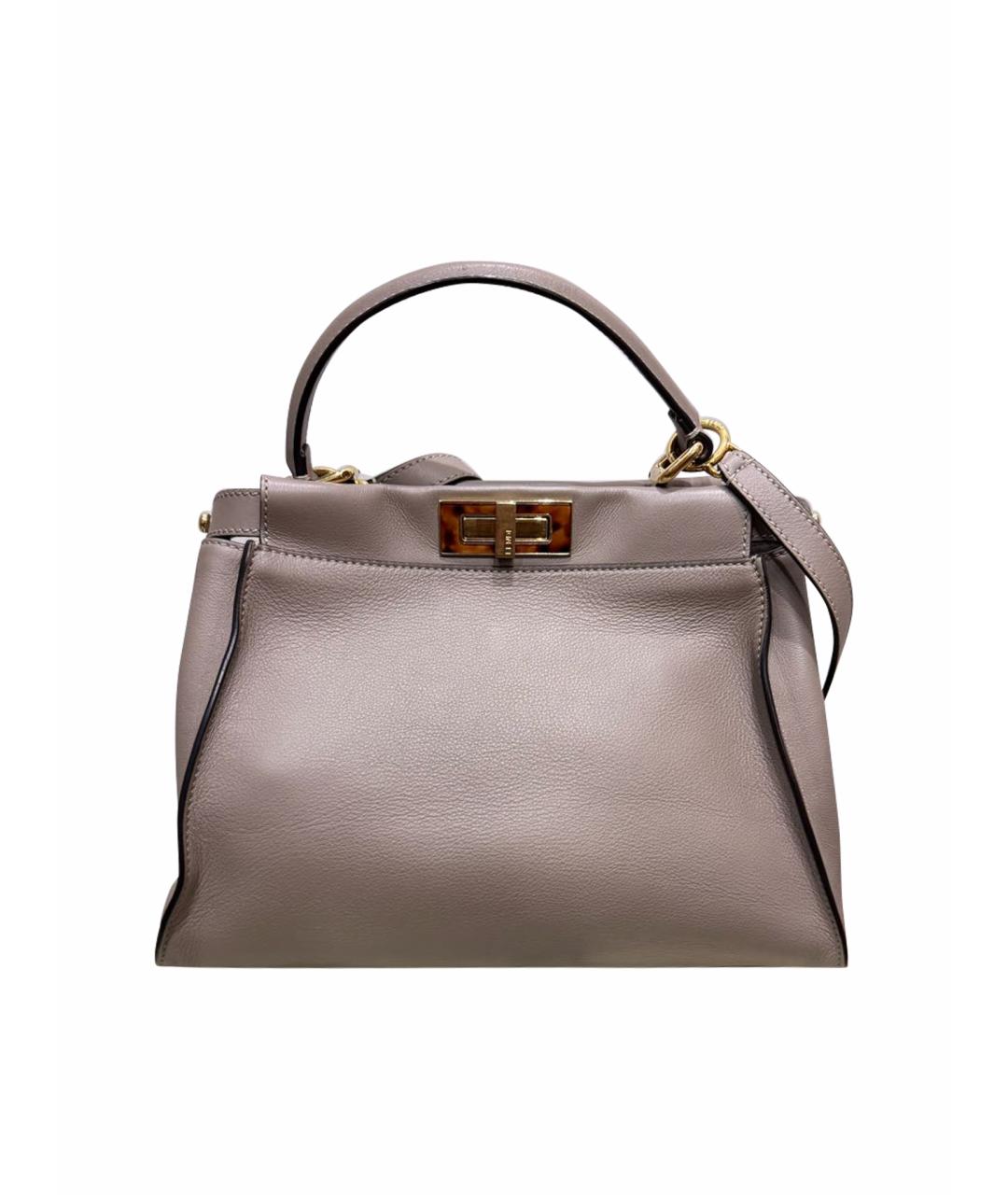 FENDI Антрацитовая кожаная сумка тоут, фото 1