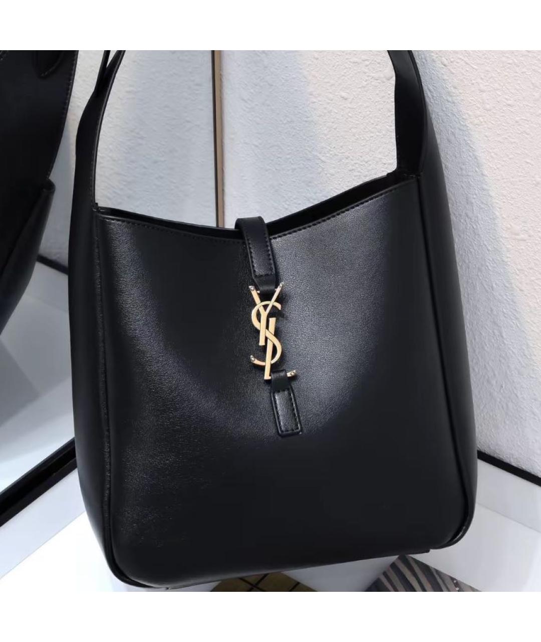 SAINT LAURENT Черная кожаная сумка с короткими ручками, фото 6