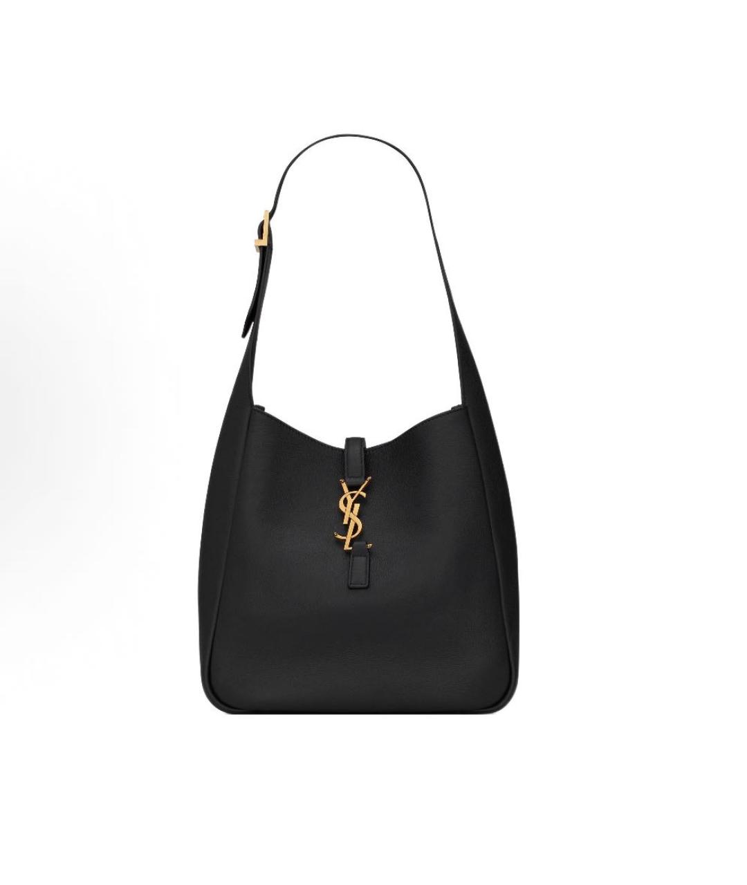 SAINT LAURENT Черная кожаная сумка с короткими ручками, фото 7