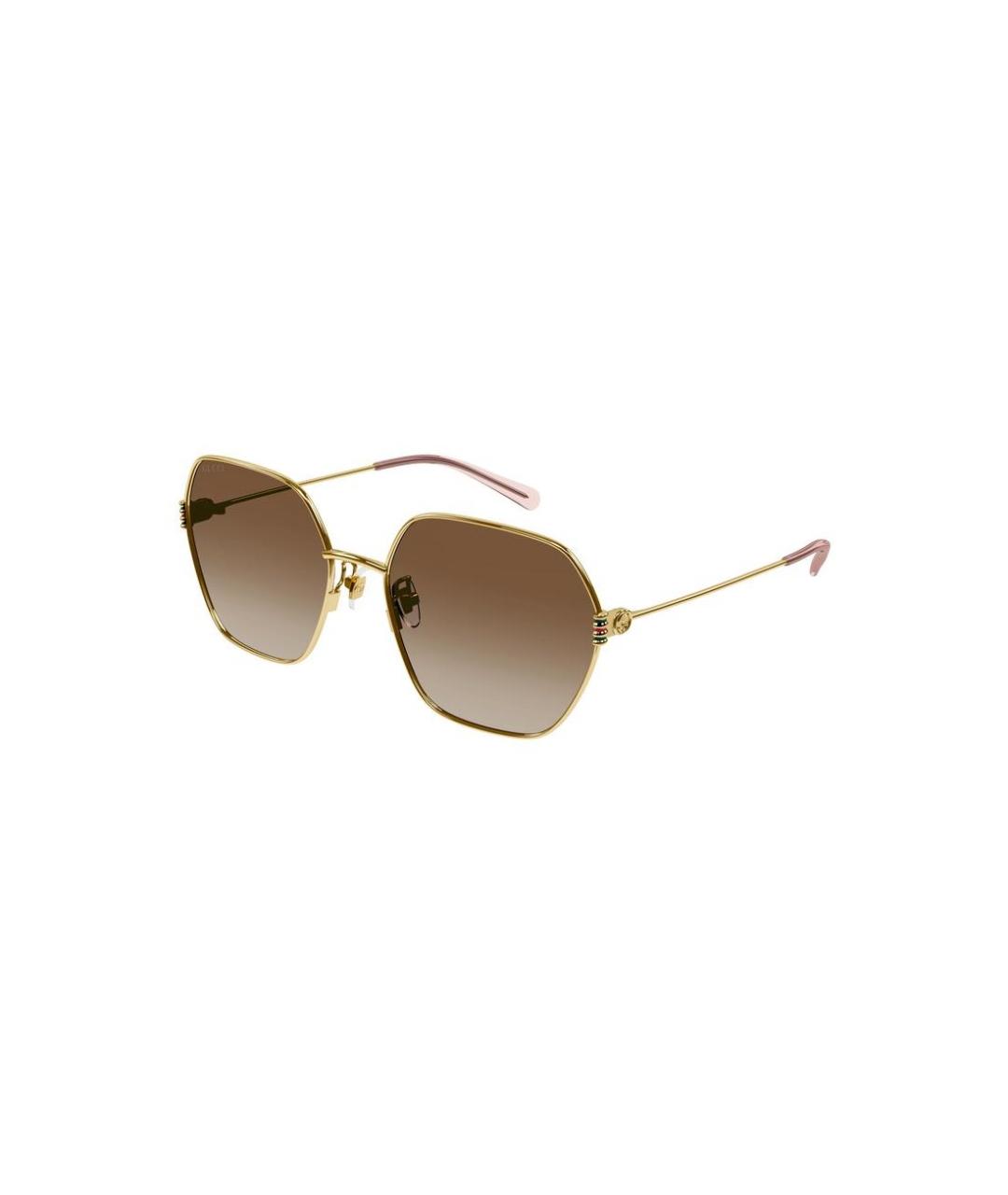 GUCCI Золотые металлические солнцезащитные очки, фото 1