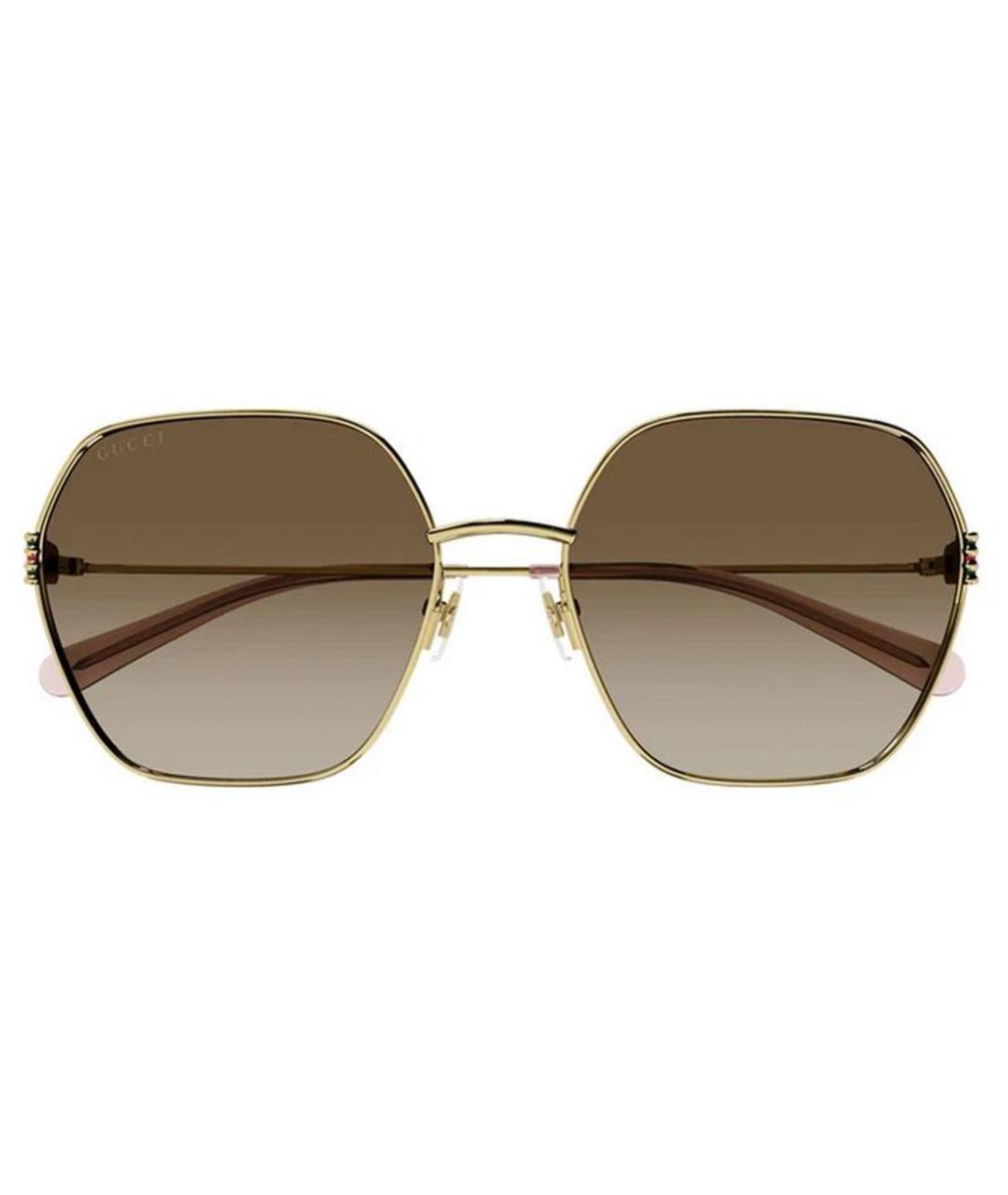 GUCCI Золотые металлические солнцезащитные очки, фото 2