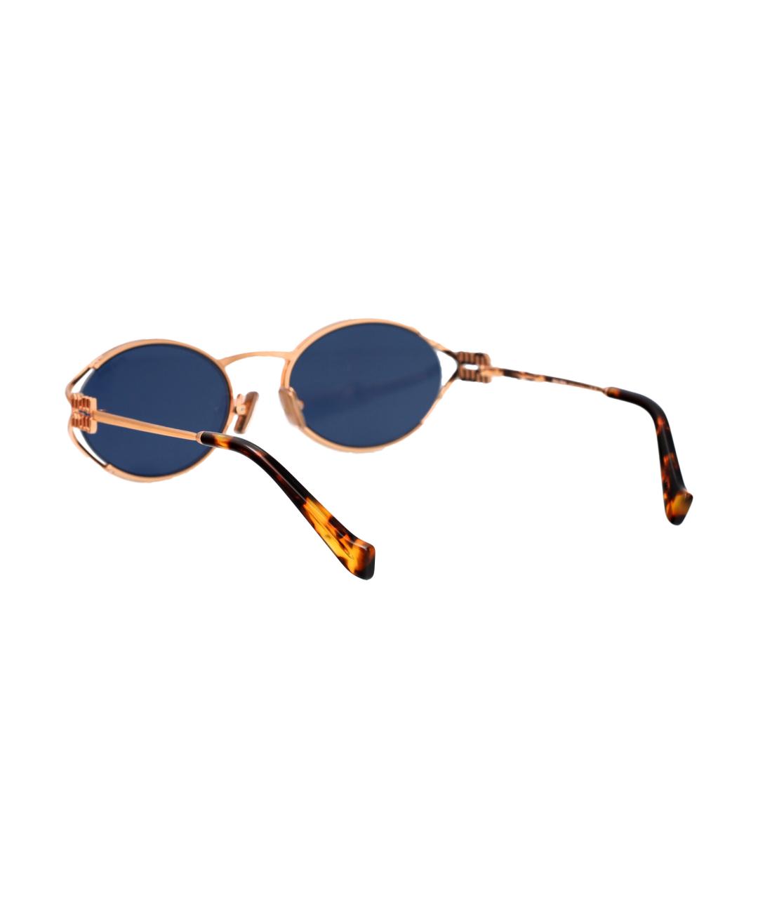 MIU MIU Золотые металлические солнцезащитные очки, фото 4