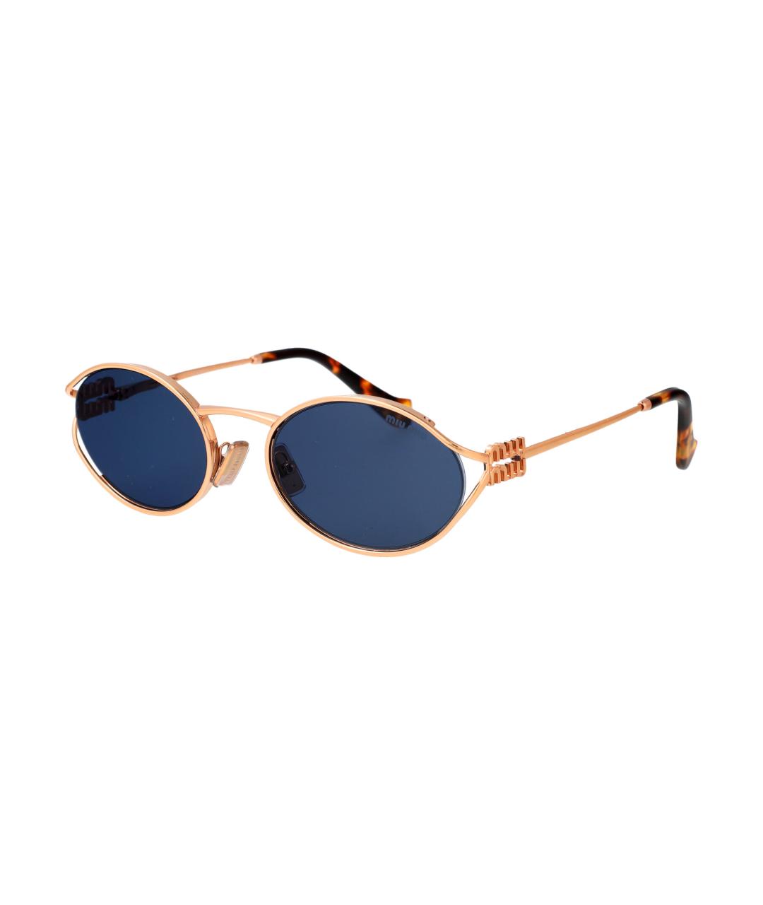MIU MIU Золотые металлические солнцезащитные очки, фото 2