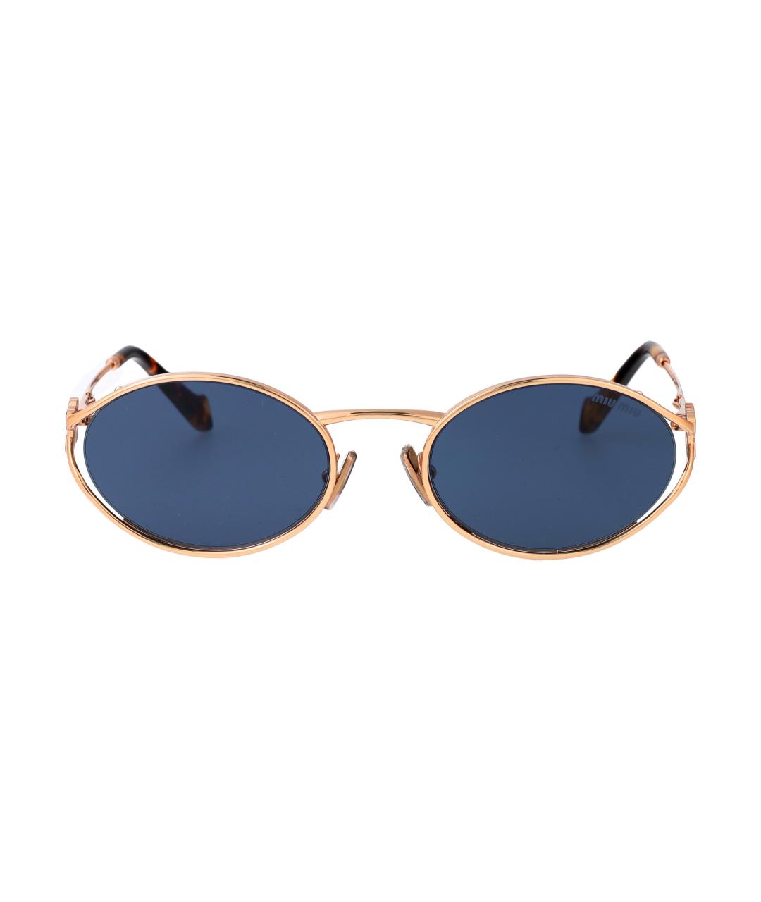 MIU MIU Золотые металлические солнцезащитные очки, фото 1