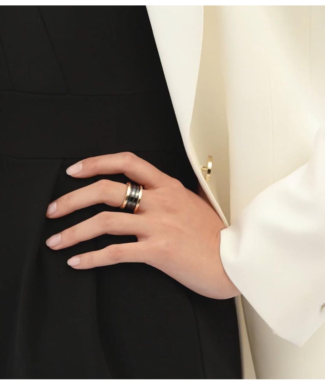 BVLGARI Черное кольцо из розового золота, фото 6