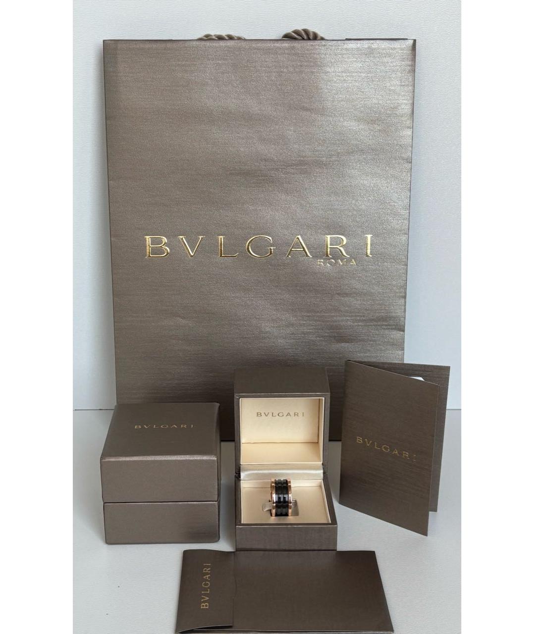 BVLGARI Черное кольцо из розового золота, фото 2