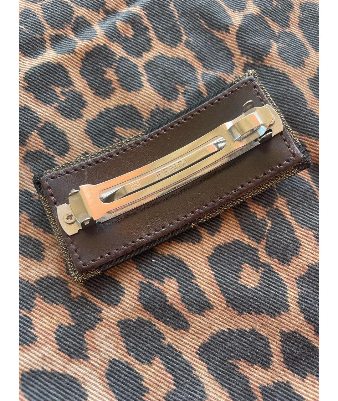 FENDI Коричневая заколка, фото 3