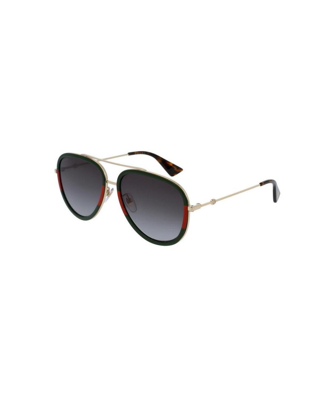 GUCCI Золотые металлические солнцезащитные очки, фото 1