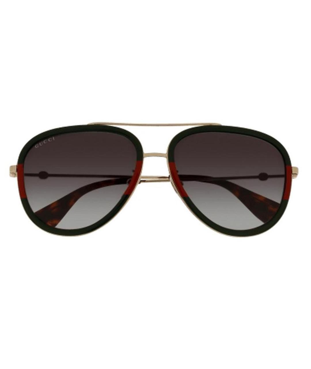 GUCCI Золотые металлические солнцезащитные очки, фото 2