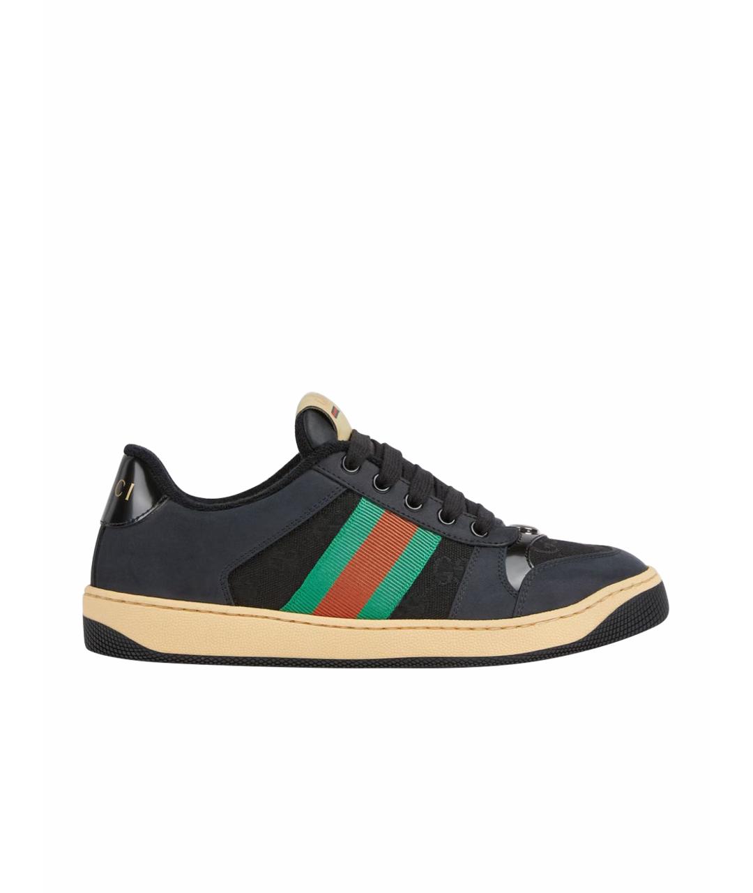 GUCCI Черные кожаные кеды, фото 1