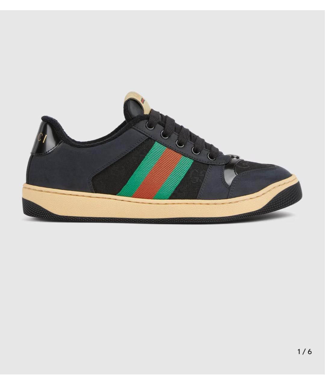 GUCCI Черные кожаные кеды, фото 5