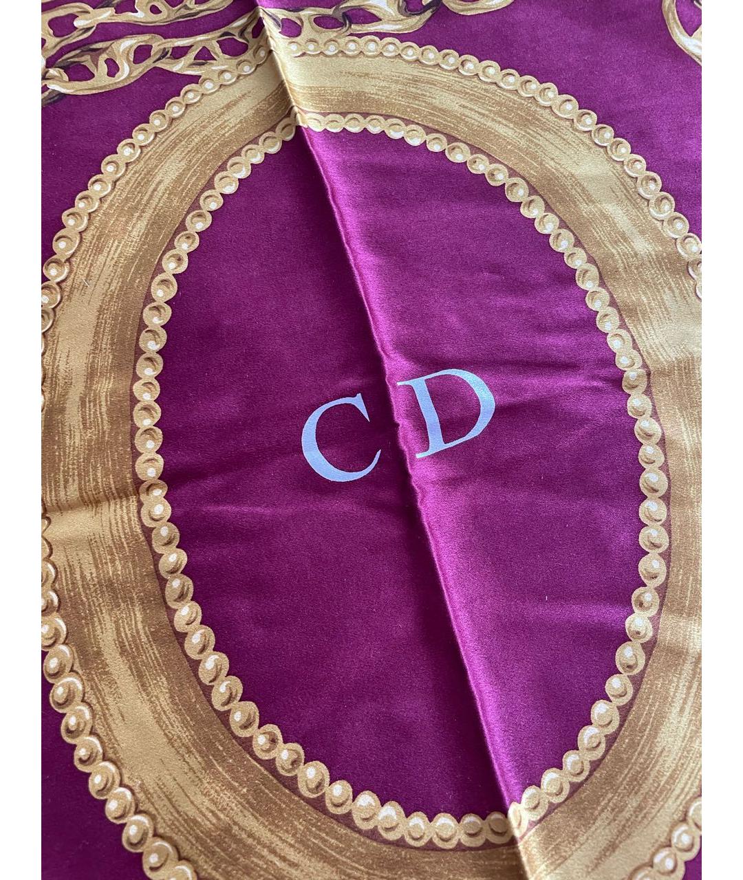 CHRISTIAN DIOR Бордовый шелковый платок, фото 5