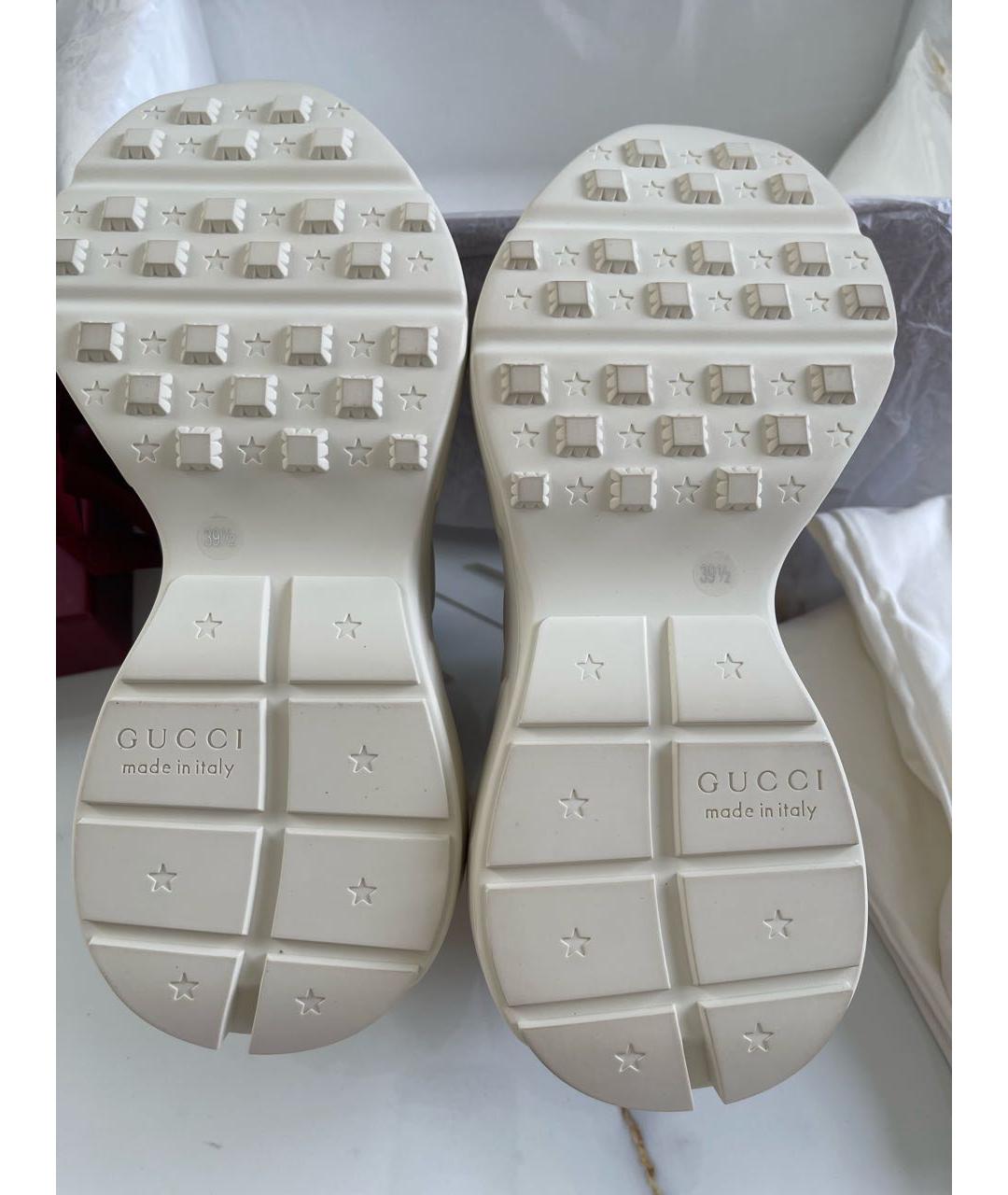 GUCCI Бежевые кожаные кроссовки, фото 3