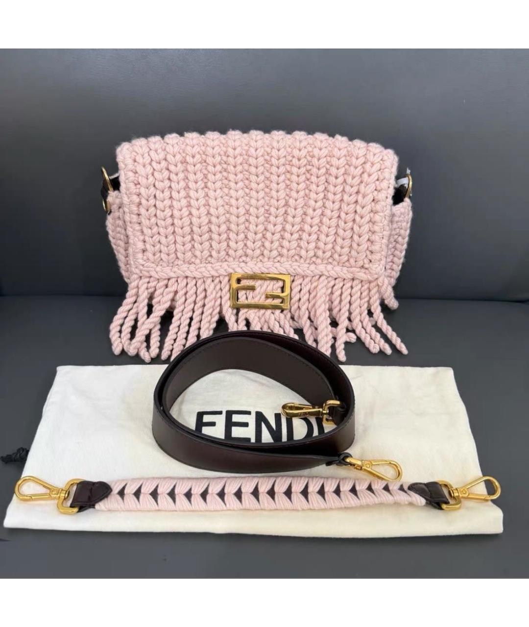 FENDI Розовая пелетеная сумка через плечо, фото 2