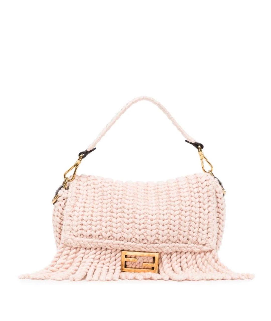 FENDI Розовая пелетеная сумка через плечо, фото 1