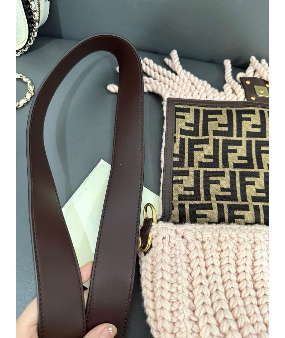 FENDI Розовая пелетеная сумка через плечо, фото 5