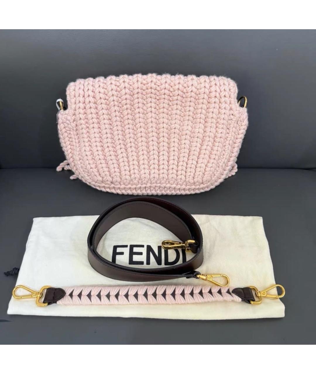 FENDI Розовая пелетеная сумка через плечо, фото 3