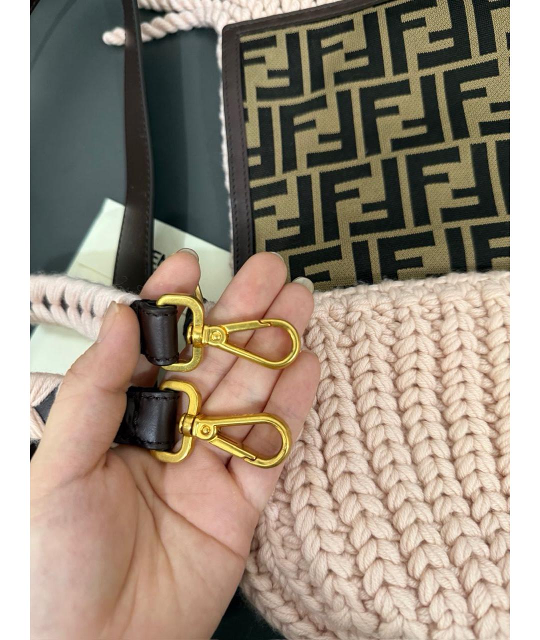 FENDI Розовая пелетеная сумка через плечо, фото 6