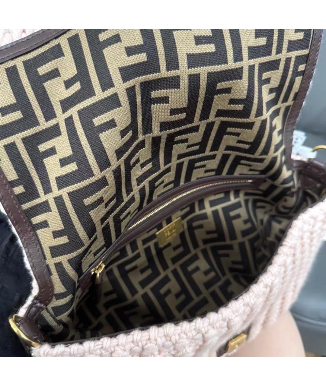FENDI Розовая пелетеная сумка через плечо, фото 4
