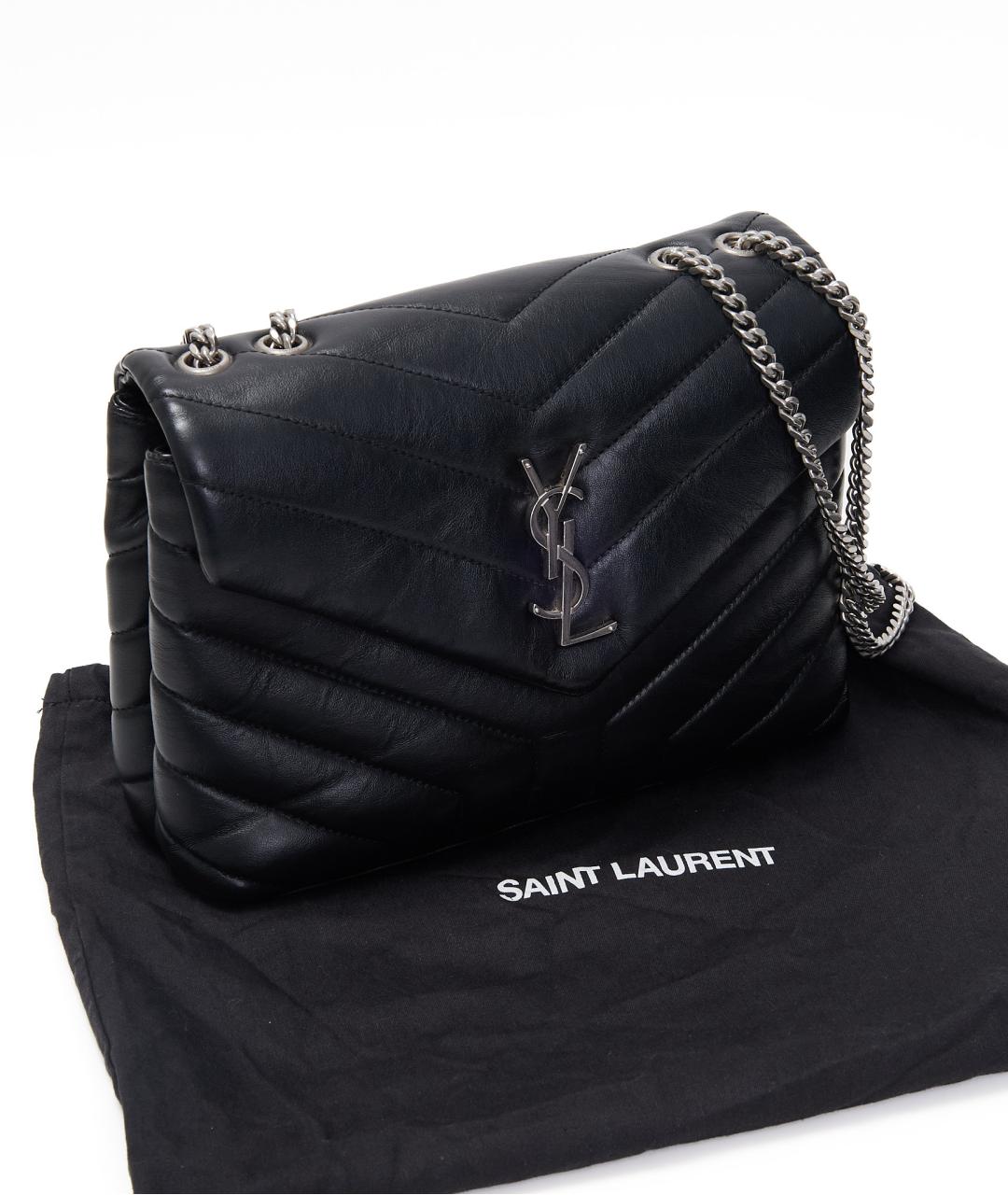 SAINT LAURENT Черная кожаная сумка через плечо, фото 7