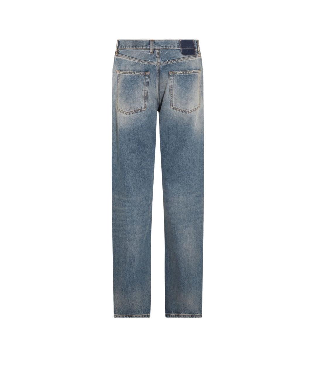 MAISON MARGIELA Синие хлопковые прямые джинсы, фото 3
