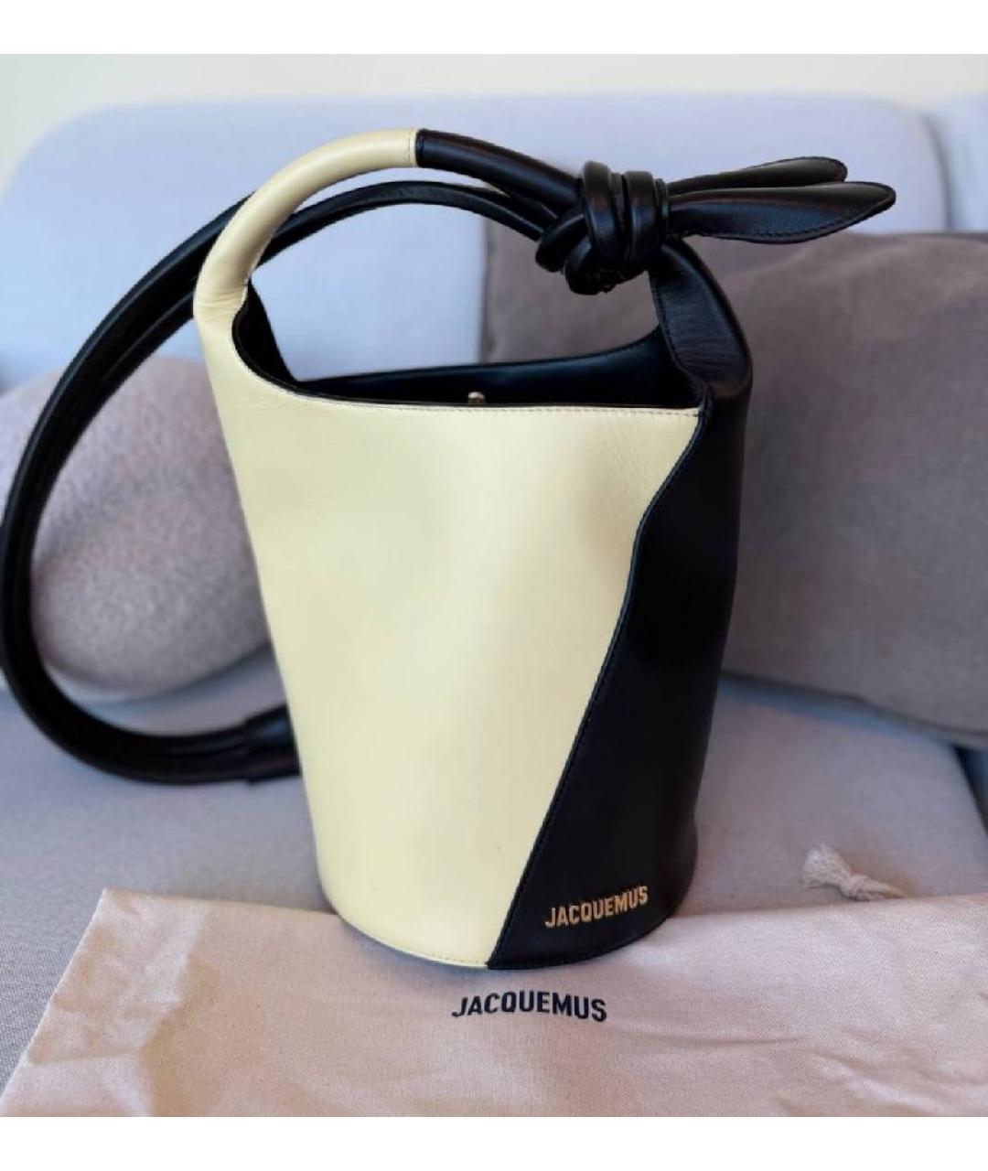 JACQUEMUS Черная кожаная сумка через плечо, фото 5