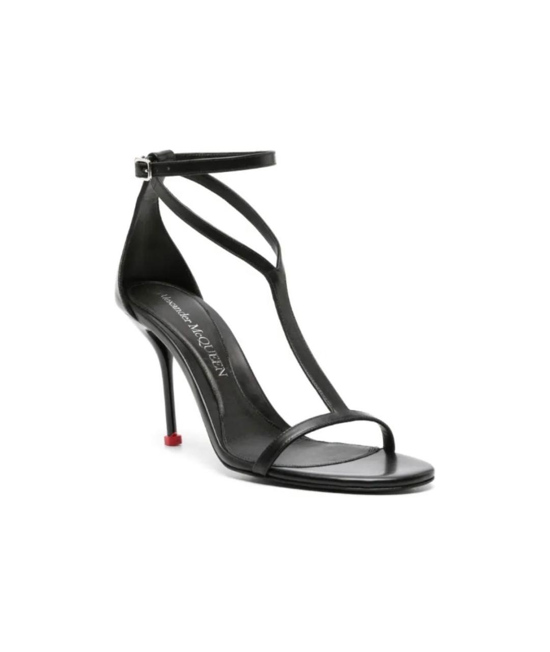 ALEXANDER MCQUEEN Черные кожаные босоножки, фото 2