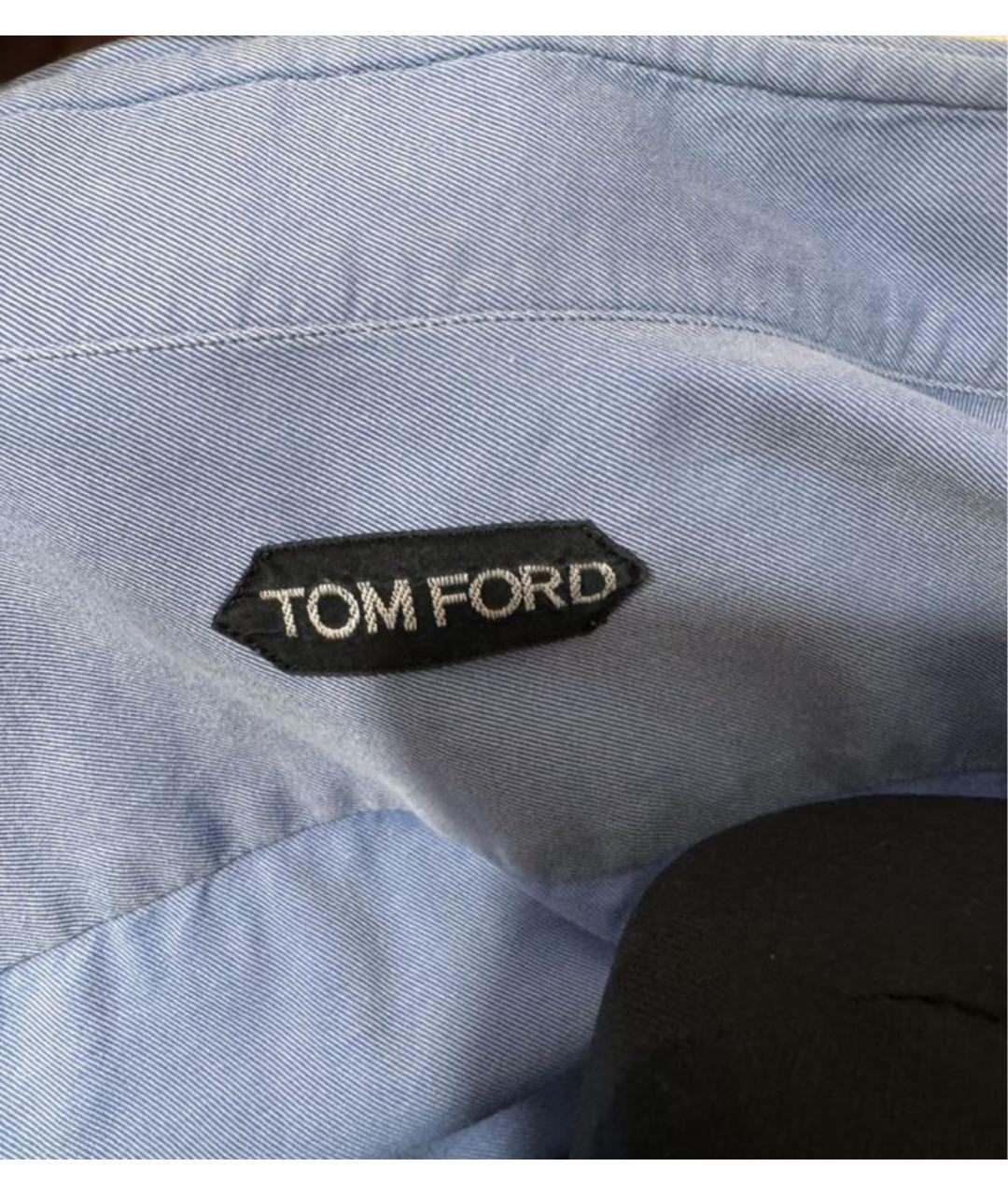 TOM FORD Голубая хлопковая классическая рубашка, фото 5