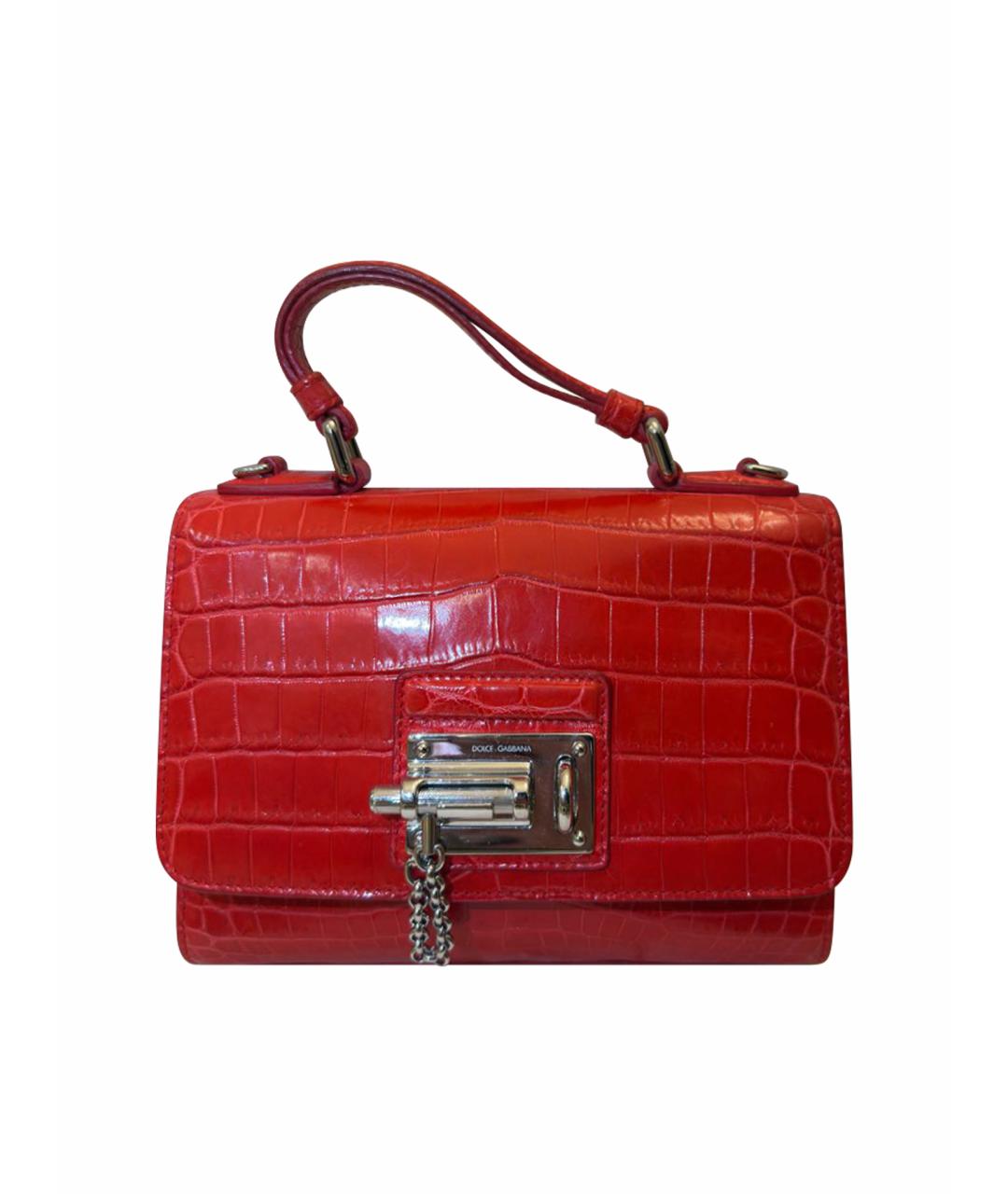 DOLCE&GABBANA Красная сумка с короткими ручками из экзотической кожи, фото 1