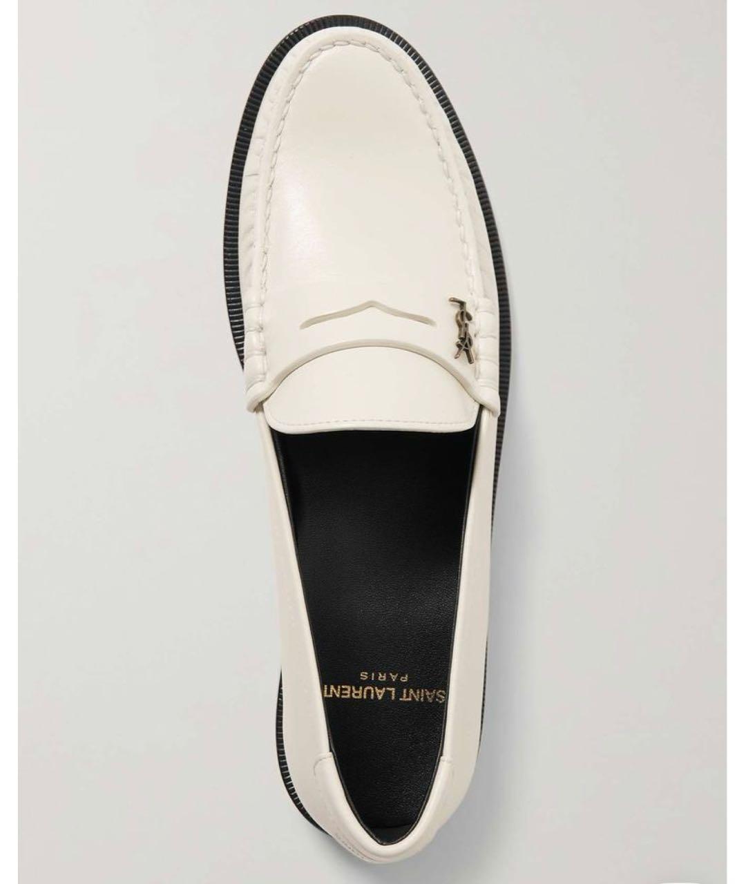 SAINT LAURENT Бежевые кожаные лоферы, фото 4